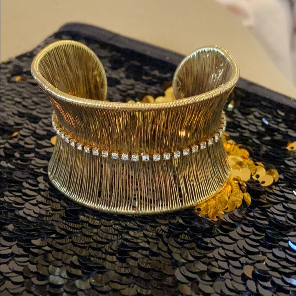 Gold Cuff with Rinestones - Picture 2 of 2